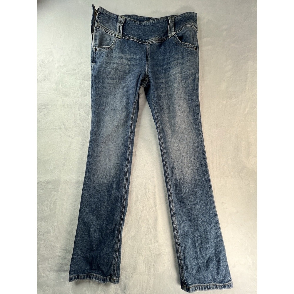 BDG Micro Bootcut Womens 31 Jeans Blue Side Zip Slim Medium Wash Mid Rise 90s